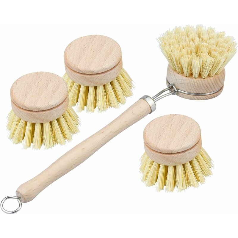 Wand Sponge With Handle Kitchen Scrubber Brush Dish Brush Refills Includes  1 Dishwasher Rod And 9 Replacement Heads For Kitchen Sink Bathroom Cleaning