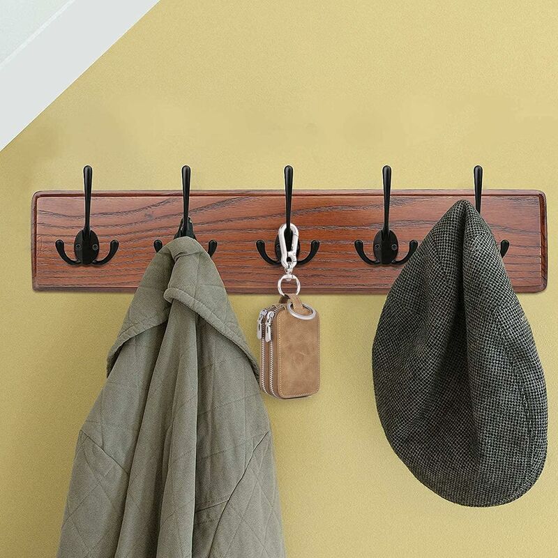 VonHaus Coat Hooks Wall Mounted with Shelves & 2 Wicker Storage