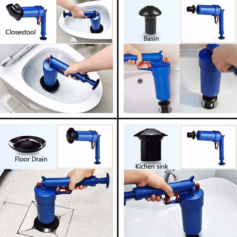 Drain Clog Remover With 4 Suction Cups, High Pressure Exhaust, Bathroom,  Kitchen, Clogged Pipe Tub