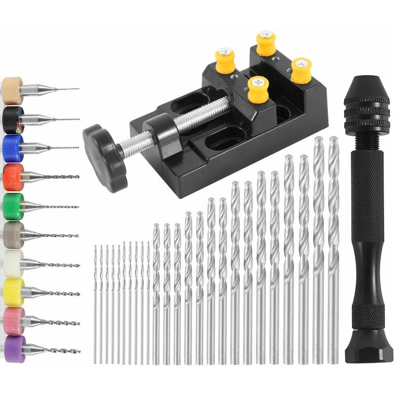 26Pcs Mini Micro Hand Drill Bits Set Small Manual Keyless Chuck Pin Vise  Rotary