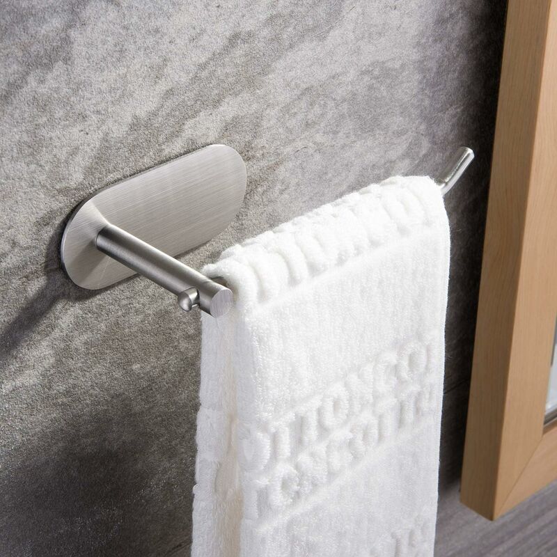 Hand Towel Bar Self Adhesive Wall Mounted Bathroom Towel Holder Kitchen  Dishcloth Storage Rod, stainless steel