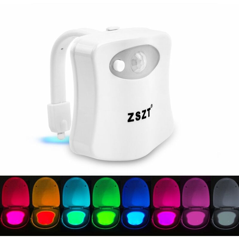 Toilet Night Light Motion Activated by ZSZT, Two Modes with 8 Color Changing, Sensor LED Washroom Night Light Fits Any Toilet