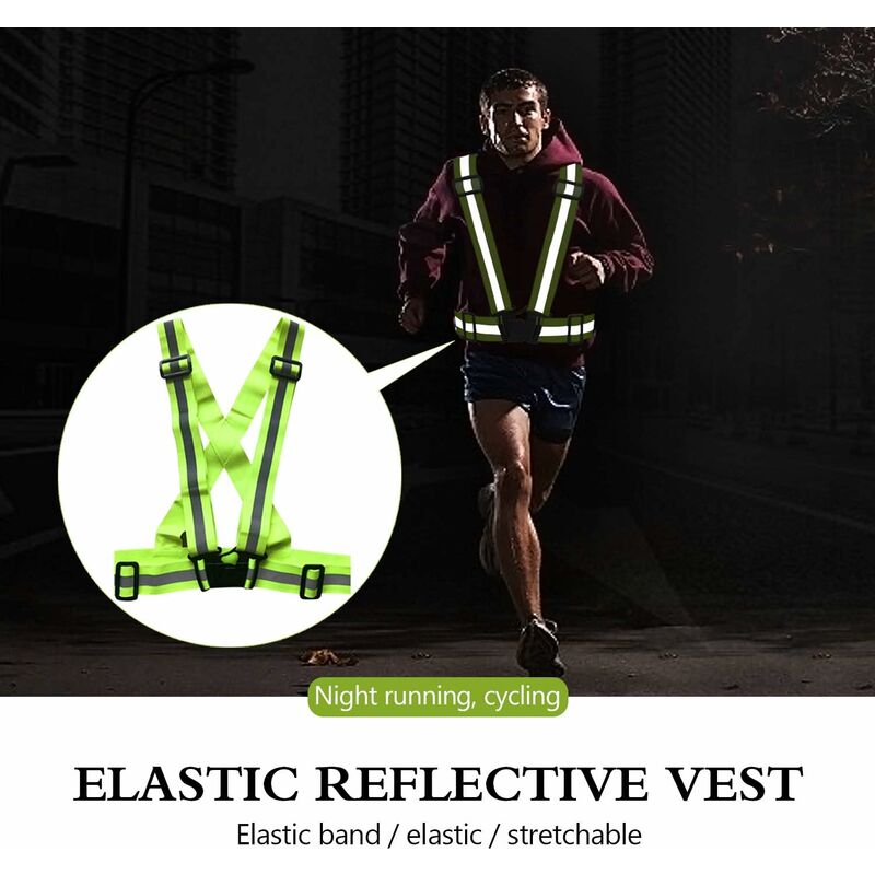Unisex Adjustable Safety Reflective Vest Belt Night Working Running Jogging  Vest