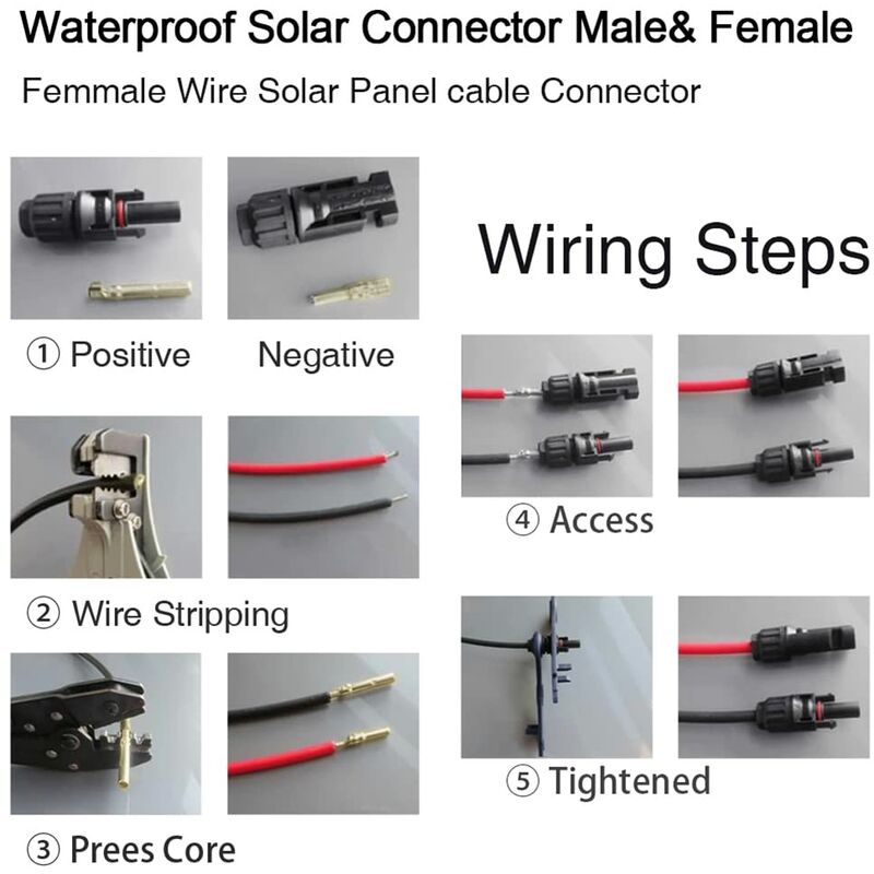 Solar Power Cables with MC4 Connectors & Stripped Lead