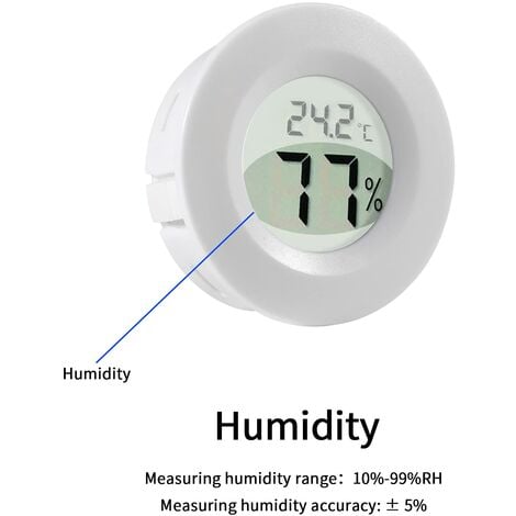 Mini Hygrometer Thermometer Fahrenheit, Celsius Meter Digital LCD Monitor  Indoor Room Round Humidity Temperature Gauge for Humidors, Home Greenhouse,  Babyroom, Reptile Incubator