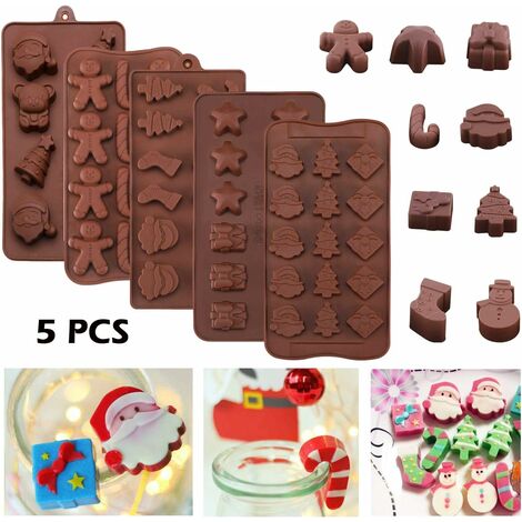 Christmas Silicone Molds Non-Stick Chocolate Jelly Cake Baking mold for  Party Xmas Gift Handmade Soap Molds with Shape of Christmas tree Elk Socks  Bells Gift Snowman Sleigh Santa Claus 