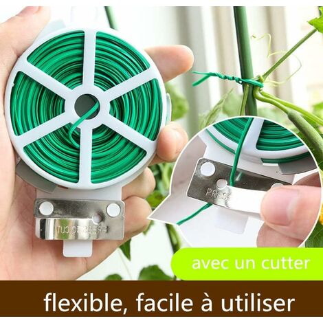 100m Garden Wire, Green Gardening Wire With Plastic Wire Cutter Garden Wire  Ties Plant Tie