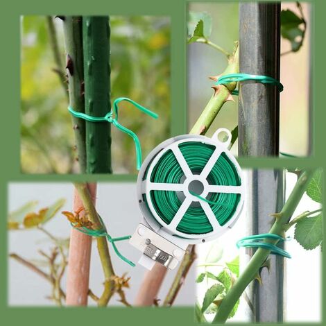 100m Garden Wire, Green Gardening Wire With Plastic Wire Cutter Garden Wire  Ties Plant Tie