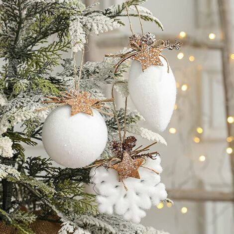 white fur christmas balls