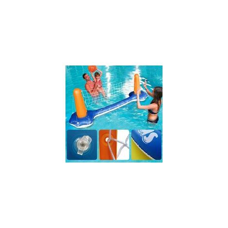 Inflatable Pool Raft Set, Inflatable Volleyball Net And Basketball Bow With  Balls, Balls For Kids And Adults Swimming Toy, Float, Summer Floater