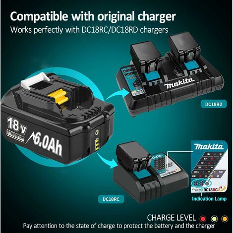 Batteries 18V 3.0Ah x4 et chargeur Makita BL1830+DC18RD