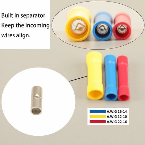 258pcs Electrical Crimp Ring Butt Connectors, 12 Types Crimp Ring Butt Terminals  Electrical Terminals, Insulated Crimp