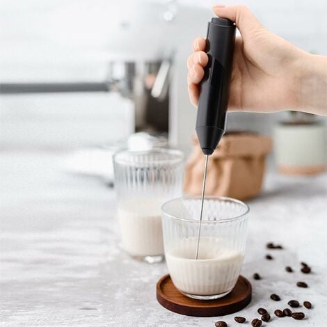 Handheld Milk Frother For Coffee, Electric Frother Wand Mixer For  Cappuccino, Black Mini Foam Mach