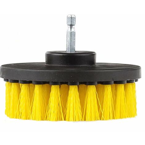 LITZEE 4 inches Diameter Spinning Power Nylon Scrubbing Brush with Quick  Change Shaft Quarter inch Yellow