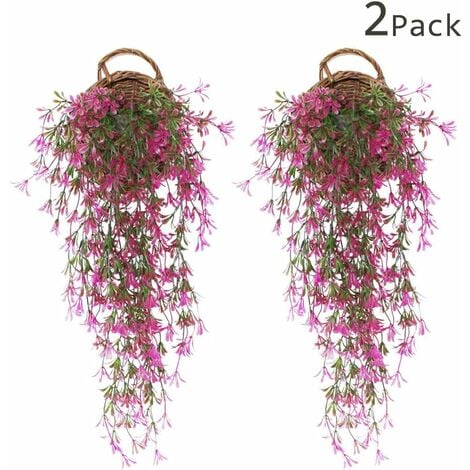 LITZEE 2 Pieces Faux Ivy | Artificial Ivy Plant | Falling Ivy | Artificial Ivy Leaf | Fake Wisteria Wedding Decorations | Garden Party Decorations - Red