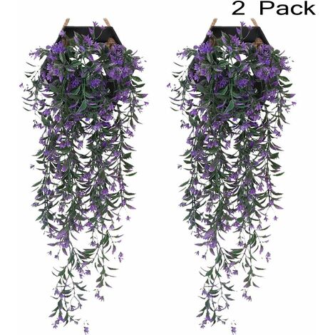 LITZEE 2 Pieces Faux Ivy | Artificial Ivy Plant | Falling Ivy | Artificial Ivy Leaf | Fake Wisteria Wedding Decorations | Garden Party Decorations - Purple