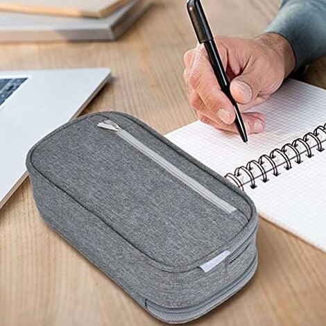 Pencil Case Pen Bag, Handheld Pencil Holder Pouch Pen Organizer Students  Stationery Pouch - grey 