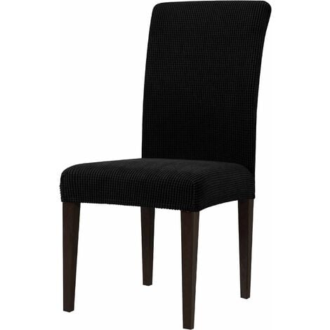 Stretch Dining Chair Covers Elastic High Back Dining Room Chair Cover, Machine Washable Parson Chair Protector for Party (Set of 2, Black)