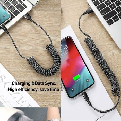 LITZEE Usb C Charger Cable,Coiled Usb C Cable,3A QC 4.0 Type C