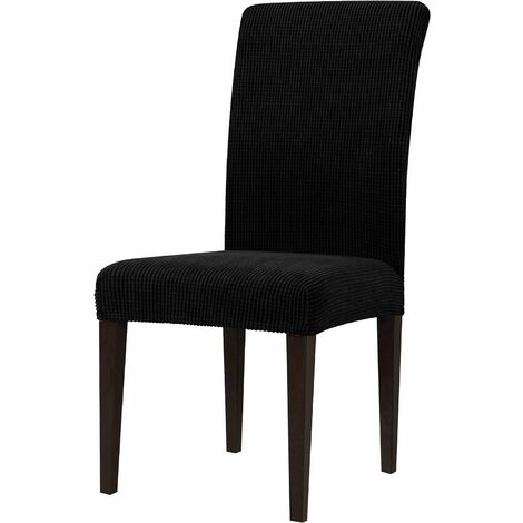 Stretch Dining Chair Covers Elastic High Back Dining Room Chair Cover, Machine Washable Parson Chair Protector for Party (Set of 4, Black)