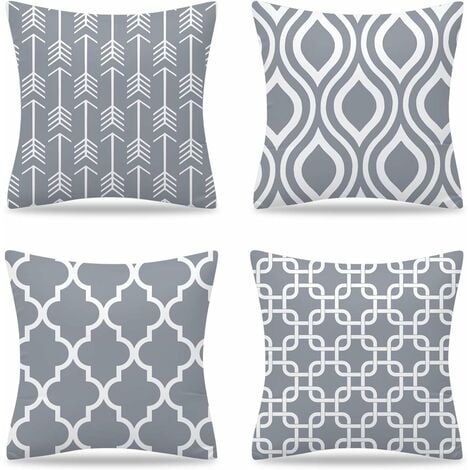 Outdoor Grey Cushion Covers 45 x 45cm Throw Cushion Cover Furniture Decorative Soft Cushion Cover Set of 4 Square Single-Sided Printing Pillow Cover for Home Office Sofa Couch Car Garden