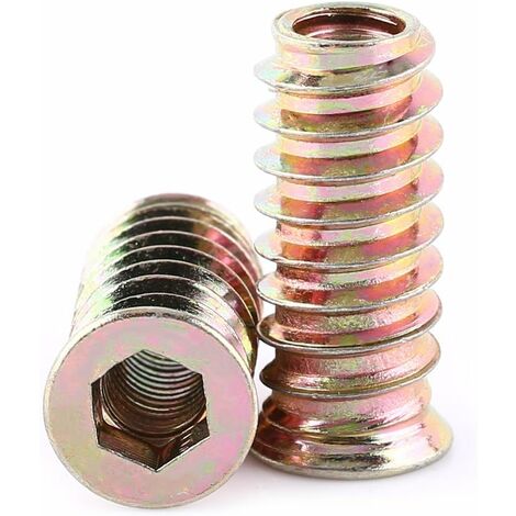 LITZEE Pack of 20 Pcs M6/M8/M10 Furniture Nuts Zinc Alloy Furniture Hex  Drive Nut Threaded Insert Wood Insert Nuts Assortment (M1025mm)