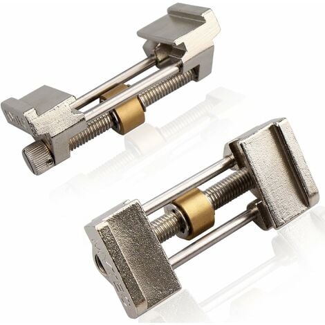 Guide d'affûtage - En acier inoxydable - Serrage sur le côté - Angle fixe - Avec rouleau en laiton pour ciseaux à bois, lame de rabot, burin plat - Largeur entre 0,8 et 8,2 cm