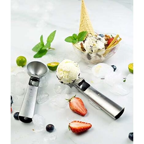 Solid Stainless Steel Ice Cream Scoop, Fruits Scoop, With Trigger,  Stainless Steel,easy To Use,convenient, Fast And Durable.perfect For Frozen  Yogurt