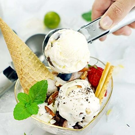 Solid Stainless Steel Ice Cream Scoop, Fruits Scoop, With Trigger,  Stainless Steel,easy To Use,convenient, Fast And Durable.perfect For Frozen  Yogurt