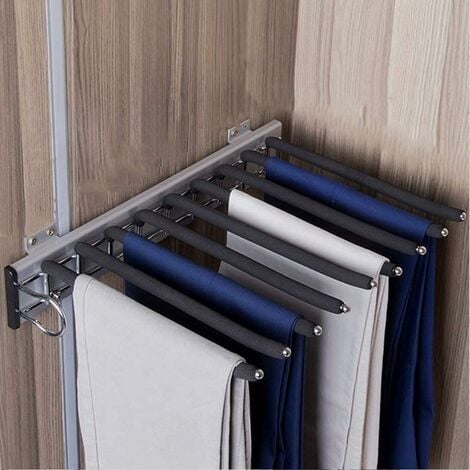 Pants Hangers Space Saving Closet Hangers 5 Layered Multi Functional Pants  Rack Pants Organizer for Scarf Ties Jeans Trousers 2 Pack GreyPlus   Amazonin Home  Kitchen