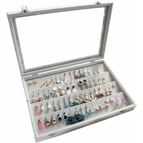 Acrylic Jewelry Organizer Box, Clear Earring Holder Jewelry Hanging Boxes  with 4 Velvet Drawers for Earrings Ring Necklace Bracelet Display Case Gift