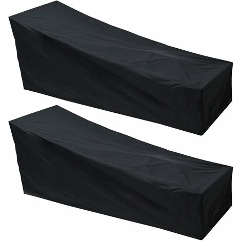 2 Pack Outdoor Sun lounger Deck Chair Cover 210D Waterproof Dustproof Oxford Fabric Sunbed Cover Garden Patio Furniture Protector Cover Black 200*70*40*68cm