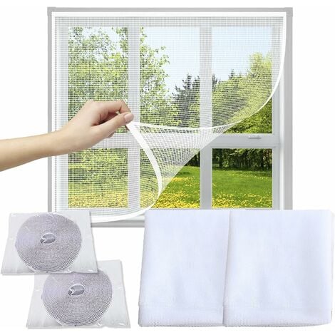 Mosquito Nets for Window, 2 Pieces Mosquito Net Window Screen Insect Screen with Adhesive Strips, Fly Bug Mosquito Mesh Screen Protector, White (2x1.5m)