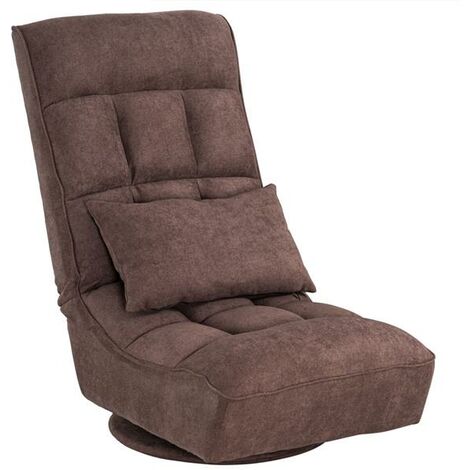 Fabric Floor-Standing Backrest Adjustment Game Chair Single Sofa Lazy Chair Dark Brown 61*66*87.5cm