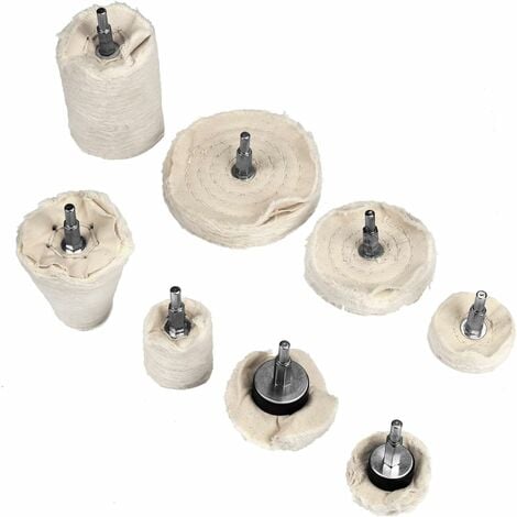 LITZEE 8PCS Buffing Wheel for Drill, White Polishing Wheel,Cotton Dome  Polishing Mop,Cone Polishing Wheel