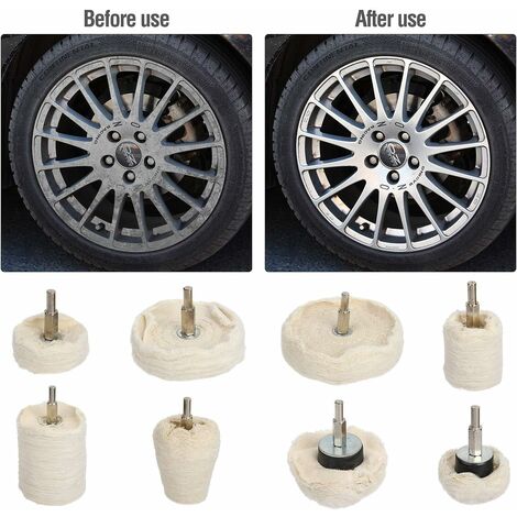 Aluminum Polishing Wheel for Drill Chrome Car Rim Manifold Polishing Kit  1/4 Inch Hex Shank for Wood, Ceramics, Metal Buffing
