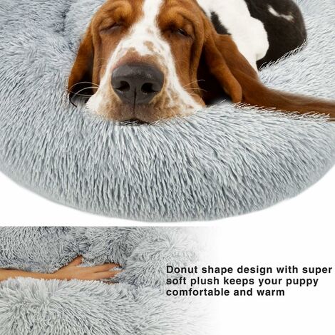 Long plush super soft pet round hotsell bed kennel dog cat comfortable sleeping cushion