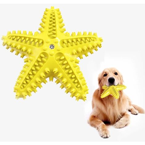 Dog Chew Toys, Natural Rubber Starfish-shaped Dog Toys, Interactive Treats, Squeaky Dog Toothbrush Cleaner Teething Toys, Outdoor Puzzle Training Toy