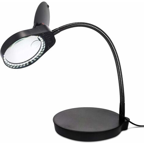 LITZEE LED Magnifying Lamp, Hands Free Magnifying Glass with Light,  Adjustable Brightness 10X / 3X Magnifying，Desk Lamp with Both Stand and  Clip for Reading Hobbies Artist Craft, UK Mains Plug