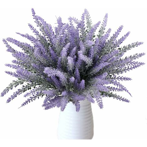 LITZEE 8Pcs Artificial Lavender Flowers Wedding Bouquets Fake