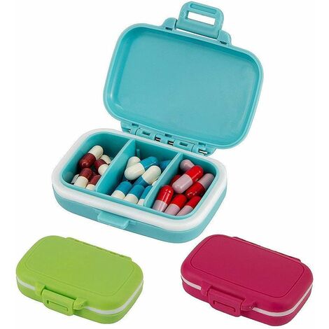 Portable Mini Medicine Storage Box, 4 Grids Square Sealed Medicine Box  Travel Pill Organizer,Small Pill Box,Portable Medicine Vitamin Holder  Container Moisture Proof,for Travel,for Home