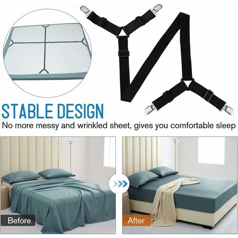 LITZEE 2 Pull Side Adjustable Cross Bed Sheet Holders Fasteners