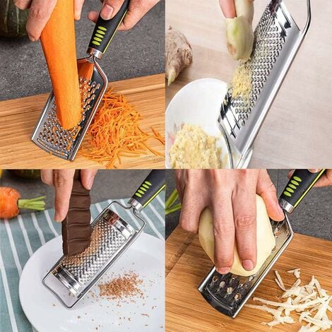 1pc Stainless Steel Cheese Grater With Lemon Zester & Protective Cover,  Cleaning Brush Included - Non-slip Handle, Dishwasher Safe, Sharp Kitchen  Tool For Ginger, Garlic, Meat, Nutmeg, Chocolate, Vegetables, And Fruits