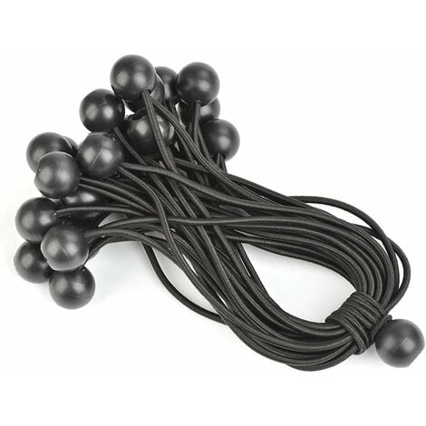 25pcs Bungees Balls Elasticated Tarpaulin Rope Tent Bungees Cord Tarpaulin Straps Canopy Tarp Tie for Pavilion, Marquees, Gazebos (Black)