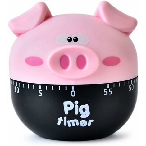 Kitchen Timer 1-60min 360 Degree Cooking Mechanical Timers Time Counters Pig Shape Countdown Clock Alarm for Learning Yoga Exercising