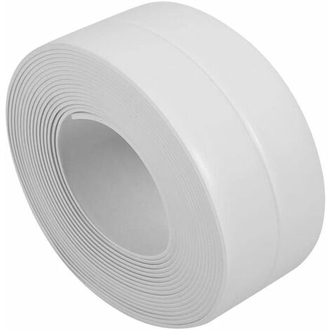 1 Pack Tape Caulk Strip,Wide PVC Waterproof Self Adhesive Tape for Bathtub Bathroom Shower Toilet Kitchen and Wall Sealing Protector, White, Size