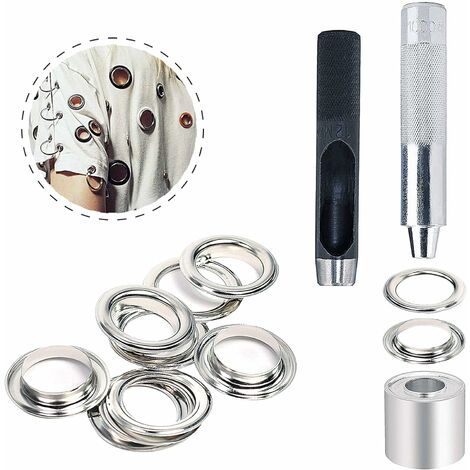 100Pcs Sets Eyelets 14Mm Grommet Kit Eyelets Tools Metal Grommet Eyelet Kit  With Eyelet Tools For Canvas Tarp Tent Repair Silver 