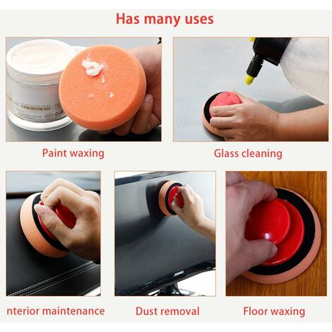 7 Pcs Car Wax Applicator Pads Kit 4.7 Inch Microfiber Sponge Applicators  Soft Foam Waxing Pad With Grip Handle (large)