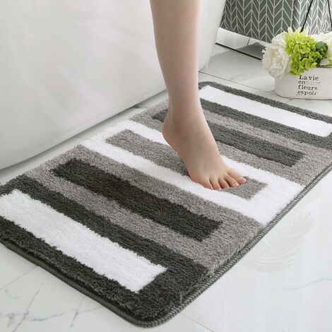 Color 40 X 60cm Microfiber Soft Bath Mat, Non-slip Bathroom Mats  Machine-washable, Shower Water Absorbent Bath Rug Durable Floor Mats (grey)