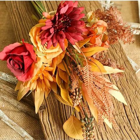 Fall Flowers, Artificial Fall Decor Flower Bouquet, Faux Flowers Wedding  Bouquets for Autumn Decor Centerpieces Arrangements Party Bridal Baby  Shower Home Decorations 